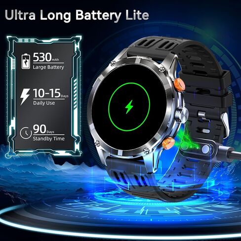 Military Smart Watches for Men with LED Flashlight, Tactical Rugged Smart watch with 1.45" HD, 3ATM Waterproof & Compass, Sports Fitness Tracker with Heart rate/SPO2/Sleep Monitor for iPhone Android in Saudi Arabia