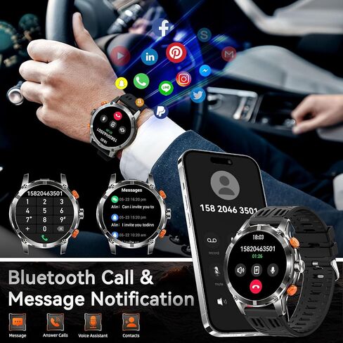 Military Smart Watches for Men with LED Flashlight, Tactical Rugged Smart watch with 1.45" HD, 3ATM Waterproof & Compass, Sports Fitness Tracker with Heart rate/SPO2/Sleep Monitor for iPhone Android in Saudi Arabia