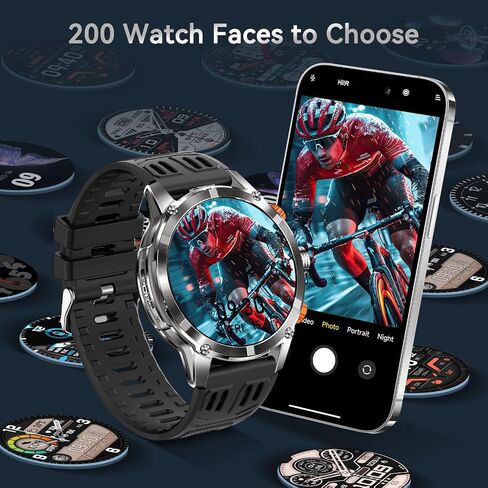 Military Smart Watches for Men with LED Flashlight, Tactical Rugged Smart watch with 1.45" HD, 3ATM Waterproof & Compass, Sports Fitness Tracker with Heart rate/SPO2/Sleep Monitor for iPhone Android in Saudi Arabia