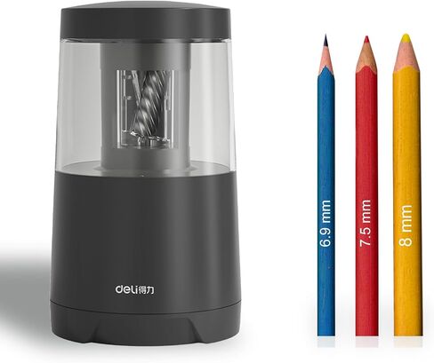 deli Electric Pencil Sharpener for Colored Pencils Sharpener Electric Plug in for 6.9-8 mm Large Pencils, Pencil Sharpener for Kid Cordless Pencil Sharpeners Electric for Classroom Home(Black) in Saudi Arabia
