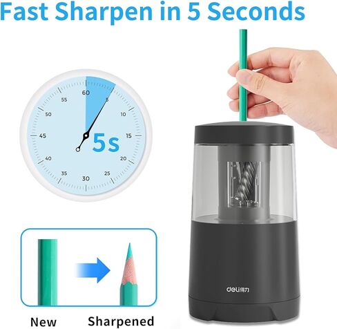 deli Electric Pencil Sharpener for Colored Pencils Sharpener Electric Plug in for 6.9-8 mm Large Pencils, Pencil Sharpener for Kid Cordless Pencil Sharpeners Electric for Classroom Home(Black) in Saudi Arabia