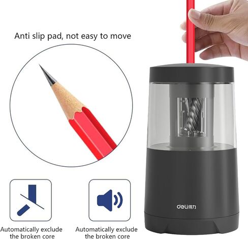 deli Electric Pencil Sharpener for Colored Pencils Sharpener Electric Plug in for 6.9-8 mm Large Pencils, Pencil Sharpener for Kid Cordless Pencil Sharpeners Electric for Classroom Home(Black) in Saudi Arabia