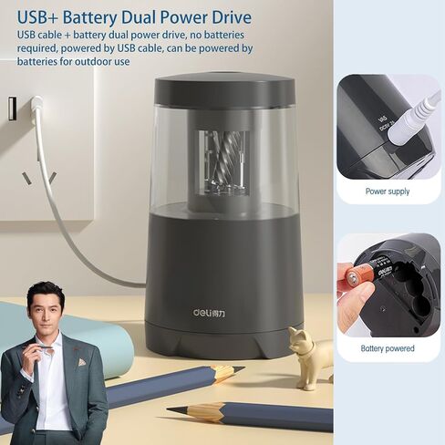 deli Electric Pencil Sharpener for Colored Pencils Sharpener Electric Plug in for 6.9-8 mm Large Pencils, Pencil Sharpener for Kid Cordless Pencil Sharpeners Electric for Classroom Home(Black) in Saudi Arabia