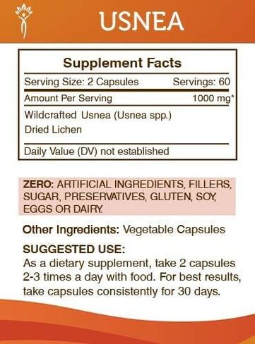 Secrets of the Tribe Usnea 60 Capsules, 1000 mg, Wildcrafted Usnea (Usnea spp.) Dried Lichen (60 Capsules) in Saudi Arabia