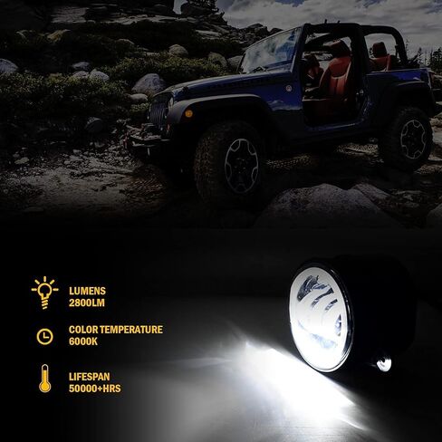 مصابيح ضباب LED RGB مقاس 4 بوصات لـ JK، مصابيح ضباب هالو مع ضوء وامض متوافق مع 2007-2018 JK، هاتف يتم التحكم فيه عبر البلوتوث in Kuwait