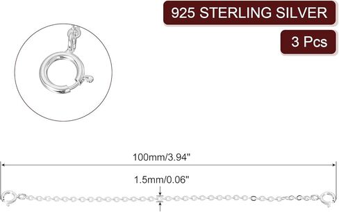 uxcell 3 pcs قلادة تمديد 925 سلاسل امتداد الفضة sterling 50 مم مع مشابك لسوار قلادة صنع المجوهرات ، الذهب in Kuwait
