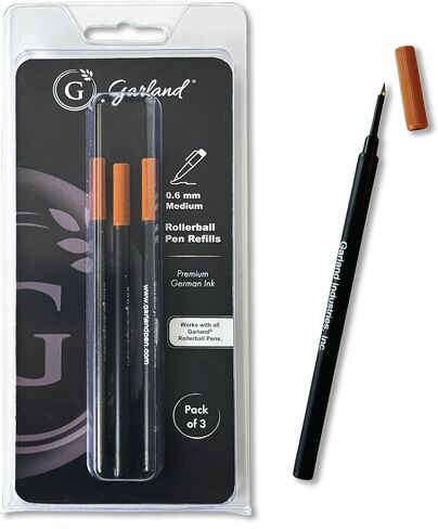Garland Safety Ceramic Rollerball Refill, Stainless Steel Tip, 0.6mm Medium Point, Smooth Writing German Ink, Schmidt 888 Size, 3 Pack (Black) in Saudi Arabia