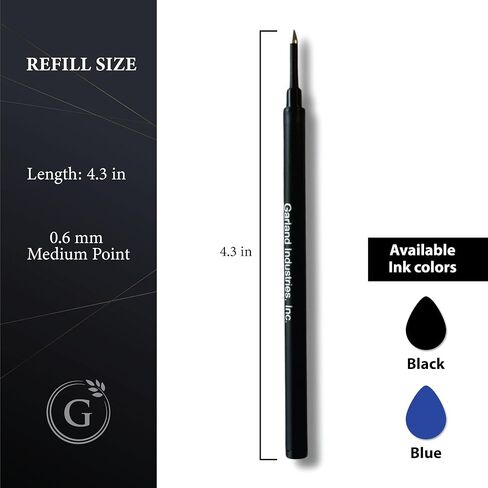 Garland Safety Ceramic Rollerball Refill, Stainless Steel Tip, 0.6mm Medium Point, Smooth Writing German Ink, Schmidt 888 Size, 3 Pack (Black) in Saudi Arabia