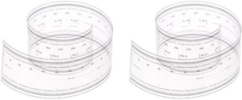 HARFINGTON 2pcs Film Flexible Ruler 30cm 0.1mm Scale with R Angle & Width Lines PET Plastic Folding Straight Ruler Calibration Soft Ruler Measuring Tool for Factory, Transparent in Saudi Arabia