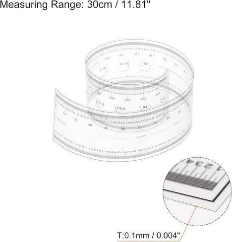 HARFINGTON 2pcs Film Flexible Ruler 30cm 0.1mm Scale with R Angle & Width Lines PET Plastic Folding Straight Ruler Calibration Soft Ruler Measuring Tool for Factory, Transparent in Saudi Arabia