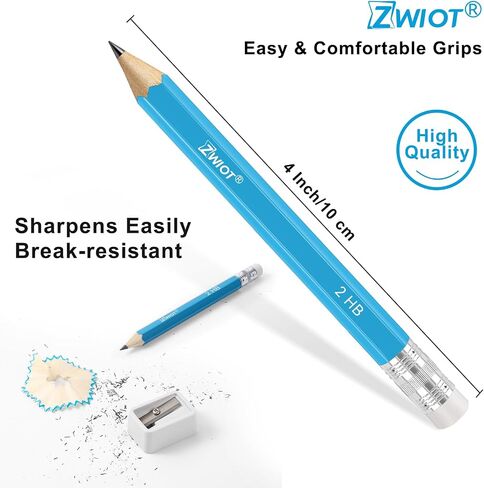 ZWlOT Golf Pencils with Eraser, #2 HB Half,4" Mini,Pre-Sharpened,120/200/320 Count Pencils Wood Cased Short for Classroom, Office, School, Wedding and Party Game (White,Mini, 120) in Kuwait