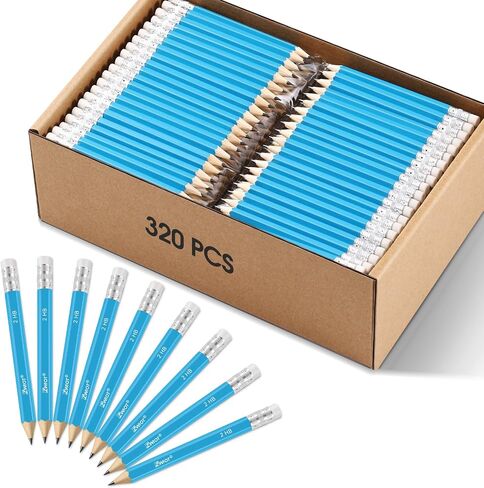 ZWlOT Golf Pencils with Eraser, #2 HB Half,4" Mini,Pre-Sharpened,120/200/320 Count Pencils Wood Cased Short for Classroom, Office, School, Wedding and Party Game (White,Mini, 120) in Kuwait