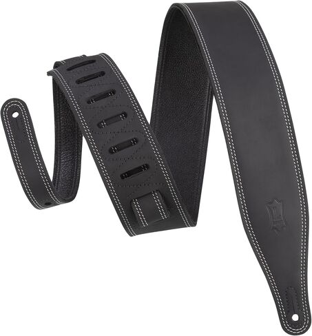 Levy's Leathers Butter Double Stitch 2.5" wide Garment Leather Guitar Strap; Deluxe Series - Black (M17BDS-BLK) in Saudi Arabia