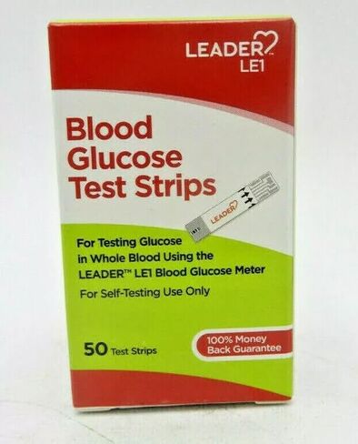 LEADER Blood Glucose Test Strips for Diabetes, No-Coding, Fast, Accurate Results, Use with LEADER Blood Sugar Monitoring System, 25 Diabetic Test Strips in Kuwait