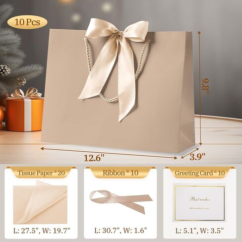 Paseota 12.6 "أكياس الهدايا بشكل كبير ، و 10 أكياس هدايا من أجهزة الكمبيوتر مع 20 ورقة من الأنسجة 10 بطاقات المعايدة ، وحقيبة فاخرة مع مقابض للذكرى حفلات عيد ميلاد الزفاف (الشمبانيا) in Kuwait