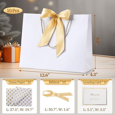 Paseota 12.6 "أكياس الهدايا بشكل كبير ، و 10 أكياس هدايا من أجهزة الكمبيوتر مع 20 ورقة من الأنسجة 10 بطاقات المعايدة ، وحقيبة فاخرة مع مقابض للذكرى حفلات عيد ميلاد الزفاف (الشمبانيا) in Kuwait