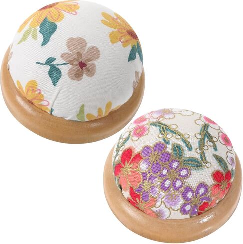 2 عبوات دائرية دبوس وسادة خشبية قاعدة الإبرة pincushions لطيف وسائد دبوس اليابانية دبوس الأزهار حاملي الإبرة pincushion ل siy الحرف اليومية خياطة اليد أو اللحف in Saudi Arabia