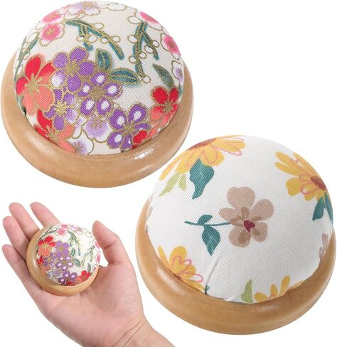 2 عبوات دائرية دبوس وسادة خشبية قاعدة الإبرة pincushions لطيف وسائد دبوس اليابانية دبوس الأزهار حاملي الإبرة pincushion ل siy الحرف اليومية خياطة اليد أو اللحف in Saudi Arabia