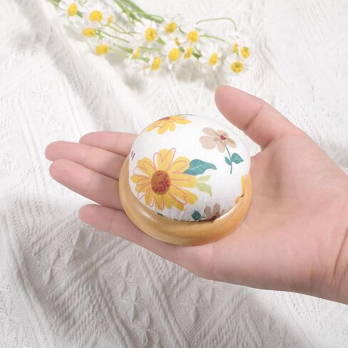 2 عبوات دائرية دبوس وسادة خشبية قاعدة الإبرة pincushions لطيف وسائد دبوس اليابانية دبوس الأزهار حاملي الإبرة pincushion ل siy الحرف اليومية خياطة اليد أو اللحف in Saudi Arabia