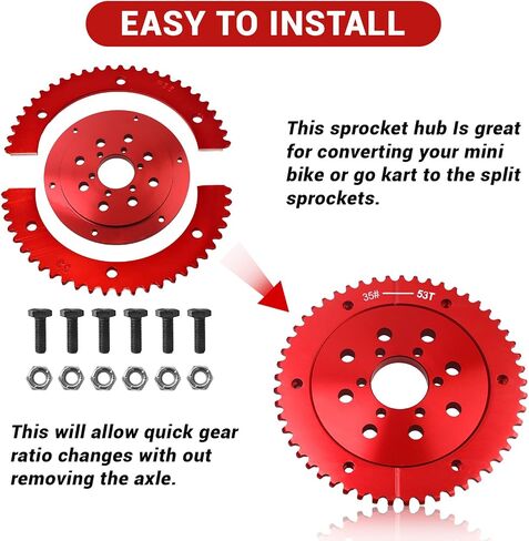 Split Sprocket Adapter for Predator 212cc 196cc 420cc 301cc for Coleman CT200U CT200U-EX BT200X CT100U Baja TrailMaster MB200 MegaMoto B212 Motovox MBX11 Doodlebug DB30 Minibike Go Kart Red in Saudi Arabia