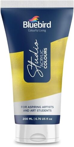 Bluebird Studio Acrylic Paint Tube - Black 6.76 Fl Oz / 200ML - Non Toxic, Rich Pigments for Painters, Adults & Kids, Ideal for Canvas, Wood, Clay, Ceramic & More in Kuwait