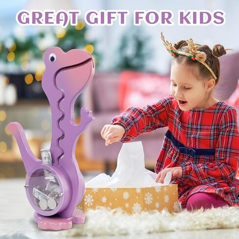 Dinosaur Piggy Bank Boalord for Girls Boys Kids Big Animal Figuredized Wooden Coin Bank Bank Money Fox for Children Best Toy Gift （Dino -purple） in Kuwait
