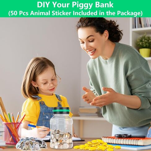 Digital Counting Piggy Banks for Adults, 1.8L Capacity Coin Bank with LCD Counter Display, Transparent Money Coin Jar for Money Saving, Holds All US Coins, Ideal Gift for Boys Girls (Green) in Saudi Arabia