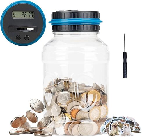 Digital Counting Piggy Banks for Adults, 1.8L Capacity Coin Bank with LCD Counter Display, Transparent Money Coin Jar for Money Saving, Holds All US Coins, Ideal Gift for Boys Girls (Green) in Saudi Arabia