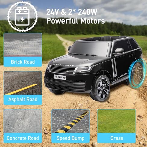 24V 7AH 2-Seater Licensed Land Rover Ride On Car Toy w/Parent Remote Control, MP3 Player，Black in Saudi Arabia