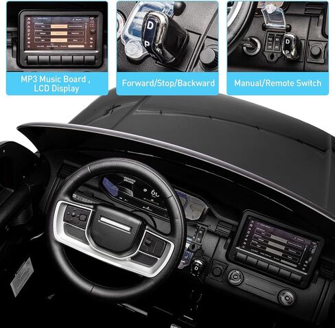 24V 7AH 2-Seater Licensed Land Rover Ride On Car Toy w/Parent Remote Control, MP3 Player，Black in Saudi Arabia