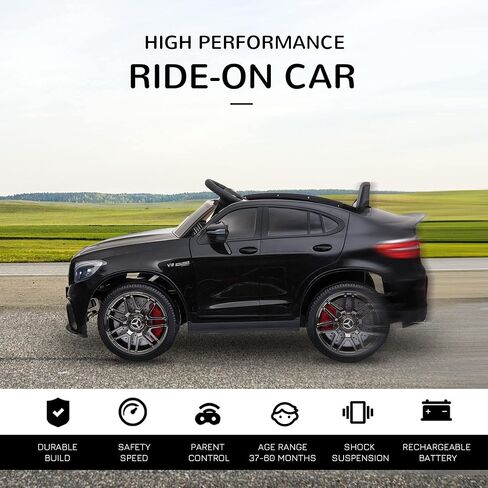 Aosom 12V طفل صغير على السيارة مع التحكم عن بعد ، مرسيدس بنز AMG GLC63S كوبيه ، سيارة كهربائية مع 2 سرعة ، مشغل mp3 ، الضوء ، القرن ، الأغاني ، التعليق ، الأسود in Kuwait
