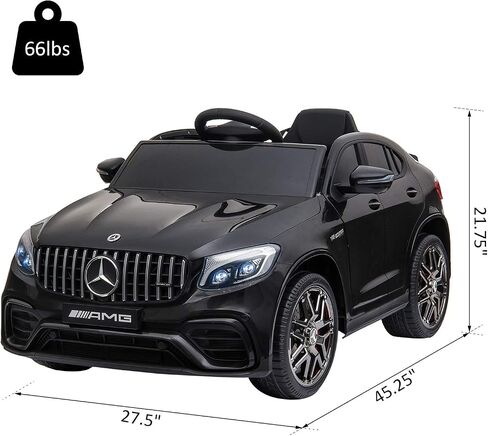 Aosom 12V طفل صغير على السيارة مع التحكم عن بعد ، مرسيدس بنز AMG GLC63S كوبيه ، سيارة كهربائية مع 2 سرعة ، مشغل mp3 ، الضوء ، القرن ، الأغاني ، التعليق ، الأسود in Kuwait