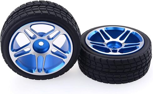 1/10 Scale 65mm Metal Wheels & Rubber Tires for 1:10 HSP HPI Redcat Himoto Kyosho Sakura RC On-Road Racing Touring Car Upgrade Parts (Blue) in Kuwait