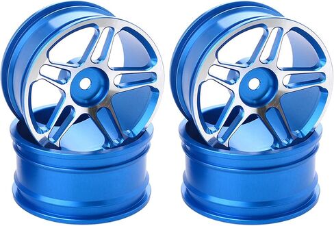 1/10 Scale 65mm Metal Wheels & Rubber Tires for 1:10 HSP HPI Redcat Himoto Kyosho Sakura RC On-Road Racing Touring Car Upgrade Parts (Blue) in Kuwait