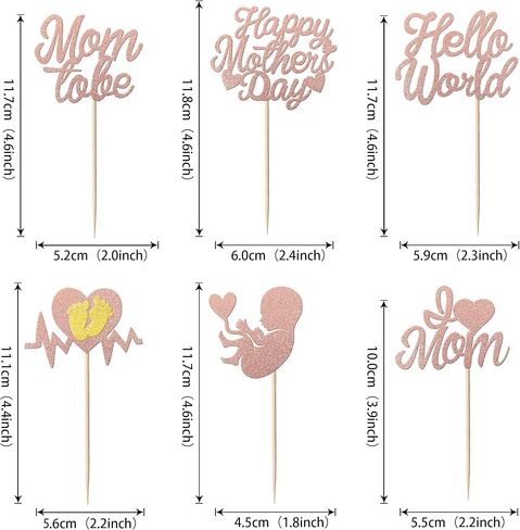 1 Pack Happy Mother's Day Cake Topper Glitter Rose Love Heart Best Mom Cake Pick for Women Birthday Happy Mother's Day Theme Party Cake Decoration Supplies Pink in Saudi Arabia