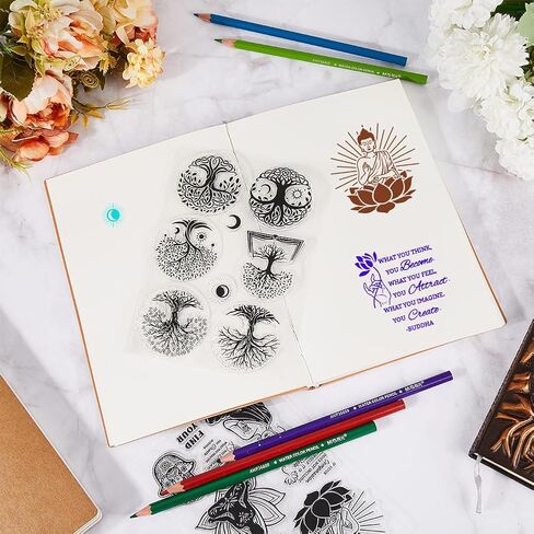 CRASPIRE 4 Styles Horse Clear Stamps Animal Word Reusable Background Postmark Retro Transparent Silicone Stamp Seals for Journaling Card Making Decor DIY Scrapbooking Supplies in Kuwait