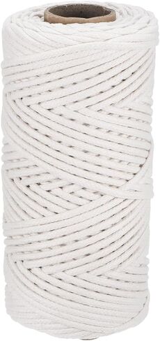 Rebower Macrame Cord 4mm x 109 Yard, Natural Cotton Macrame Rope Twisted Macrame Yarn [for Plant Hangers Wall Hanging Crafts Knitting] - Cream White / 100M in Saudi Arabia