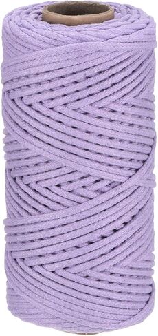 Rebower Macrame Cord 4mm x 109 Yard, Natural Cotton Macrame Rope Twisted Macrame Yarn [for Plant Hangers Wall Hanging Crafts Knitting] - Cream White / 100M in Saudi Arabia