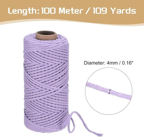 Rebower Macrame Cord 4mm x 109 Yard, Natural Cotton Macrame Rope Twisted Macrame Yarn [for Plant Hangers Wall Hanging Crafts Knitting] - Cream White / 100M in Saudi Arabia