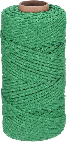 Rebower Macrame Cord 4mm x 109 Yard, Natural Cotton Macrame Rope Twisted Macrame Yarn [for Plant Hangers Wall Hanging Crafts Knitting] - Cream White / 100M in Saudi Arabia