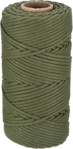 Rebower Macrame Cord 4mm x 109 Yard, Natural Cotton Macrame Rope Twisted Macrame Yarn [for Plant Hangers Wall Hanging Crafts Knitting] - Cream White / 100M in Kuwait