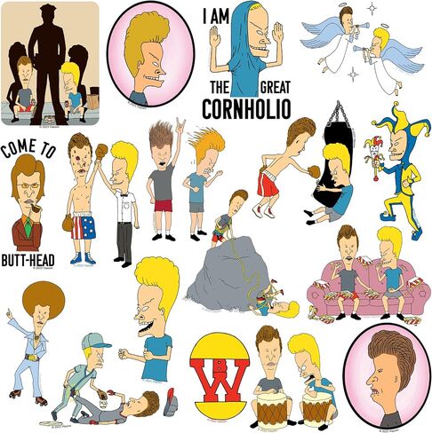 Beavis and Butthead 50CT Vinyl Large Deluxe Stickers Variety Pack - Laptop, Water Bottle, Scrapbooking, Tablet, Skateboard, Indoor/Outdoor - Set of 50 in Saudi Arabia