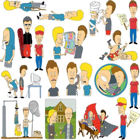 Beavis and Butthead 50CT Vinyl Large Deluxe Stickers Variety Pack - Laptop, Water Bottle, Scrapbooking, Tablet, Skateboard, Indoor/Outdoor - Set of 50 in Saudi Arabia