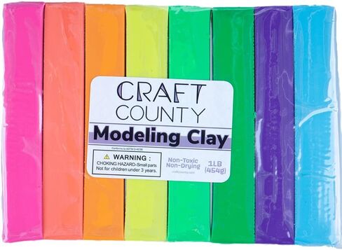 Craft County Modeling Clay – 1 lb (Eight Assorted Color Bars) – Use for Claymation, Models, and Stop Motion (Primarys) in Kuwait