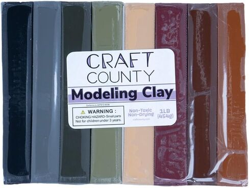 Craft County Modeling Clay – 1 lb (Eight Assorted Color Bars) – Use for Claymation, Models, and Stop Motion (Primarys) in Kuwait