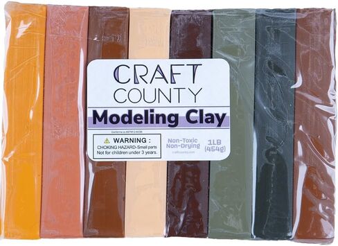 Craft County Modeling Clay – 1 lb (Eight Assorted Color Bars) – Use for Claymation, Models, and Stop Motion (Primarys) in Kuwait