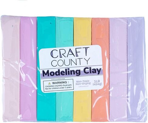 Craft County Modeling Clay – 1 lb (Eight Assorted Color Bars) – Use for Claymation, Models, and Stop Motion (Primarys) in Kuwait