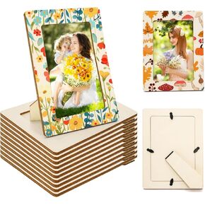 Lawei 12 Pack إطارات صور خشبية للحرف اليدوية ، إطار صورة صلب غير مكتمل لـ 4 × 6 في الصور ، وإطارات صور بطاقة بريدية فارغة للحرف اليدوية ، والرسم DIY ، وتزيين الحفلات