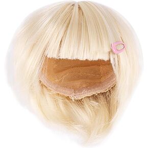 Doll Hair Suit, Light Gold Tiny Wig Accessories Headdress Fits Head Circumference 22-24cm Figure for Collectibles Display Decorations (No Doll)