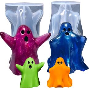 2 Pack3d Ghost Resin Moulds ، Halloween Ghost Candle Moulds ، قوالب السيليكون ، DIY Craft Cainted Candle Morn